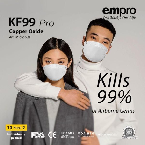 EMPRO RESPIRATOR KF99 PRO COPPER OXIDE ANTIMICROBIAL FACE MASK VFE/BFE 99% 10's+2's - Image 7