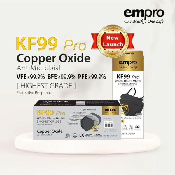 EMPRO RESPIRATOR KF99 PRO COPPER OXIDE ANTIMICROBIAL FACE MASK VFE/BFE 99% 10's+2's - Image 5