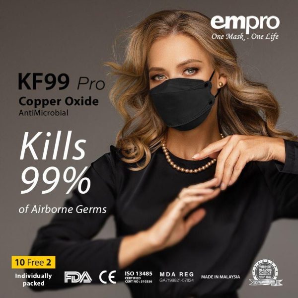 EMPRO RESPIRATOR KF99 PRO COPPER OXIDE ANTIMICROBIAL FACE MASK VFE/BFE 99% 10's+2's - Image 10