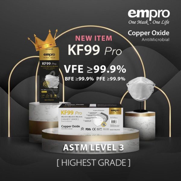 EMPRO RESPIRATOR KF99 PRO COPPER OXIDE ANTIMICROBIAL FACE MASK VFE/BFE 99% 10's+2's - Image 11