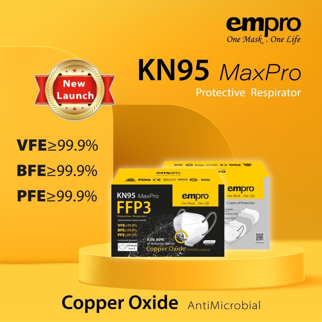 Empro Respirator Kn Max Pro Copper Oxide Antimicrobial Face Mask Vfe Bfe Pfe S S