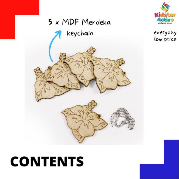 Wooden Merdeka Keychain - Pack Of 5 - Design 1 - Image 4